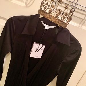 DVF Black Abigail Long maxi Wrap Dress Size 6